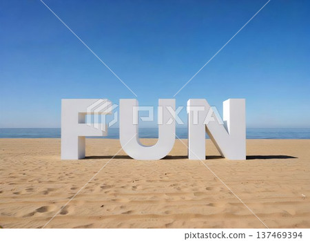 FUN / Word Object on the Beach FUN / Word Object on the Beach 137469394