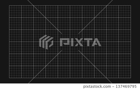 White grid texture on black notebook sheet. Checkered paper graph template for college math education, engineering or architecting drafting or plotting, cutting mat. Vector graphic illustration 137469795