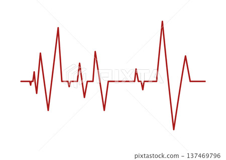 Part of heartbeat diagram. ECG chart isolated on white background. Pulse or cardiac rhythm red line. Cardio monitoring sign. Health care symbol. Arrhythmia pictogram. Vector graphic illustration 137469796
