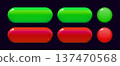 Glossy Colorful UI Buttons and Spheres with Bright Highlights and Smooth Gradient Reflections for Game Interface 137470568