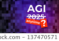 Artificial General Intelligence AGI 2025 Concept with Digital Network Background and Question of Future AI Development 137470571