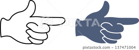 一組插圖素材，描繪一隻手掌，大拇指指向右側。 137471004