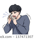 Young man sneezing 137471307