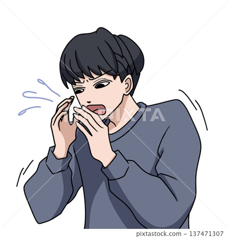 打噴嚏的年輕人 打噴嚏的年輕人 137471307