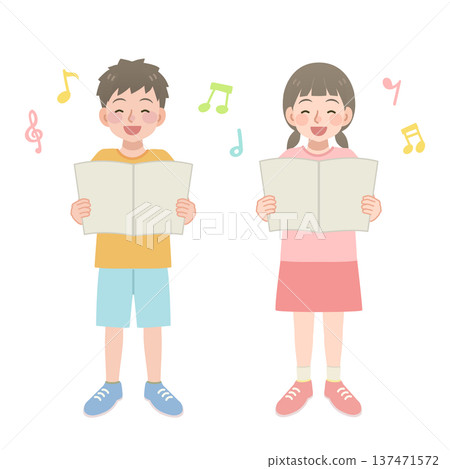 唱歌的孩子的插圖 唱歌的孩子的插圖 137471572