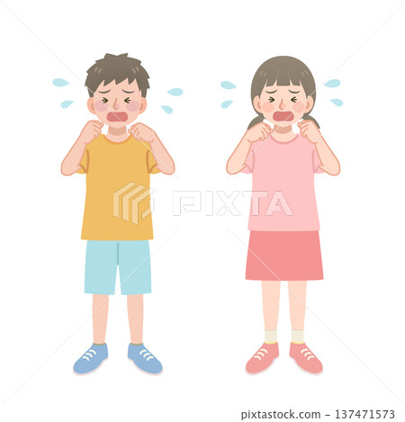 哭泣的孩子的插圖 137471573