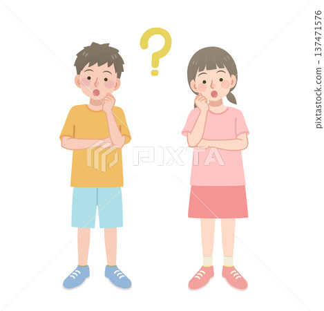 一個男孩和女孩想知道的插圖 一個男孩和女孩想知道的插圖 137471576