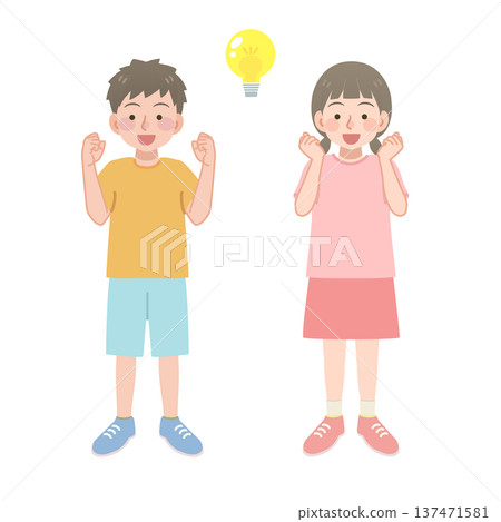 Illustration of a boy and girl thinking 137471581