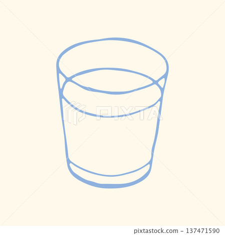 Hand drawn glass of water in minimalist blue line style. Simple transparent drinking glass vector perfect for hydration concepts, healthy lifestyle design, kitchen graphics, menus, packaging and icons Hand drawn glass of water in minimalist blue line style. Simple transparent drinking glass vector perfect for hydration concepts, healthy lifestyle design, kitchen graphics, menus, packaging and icons 137471590