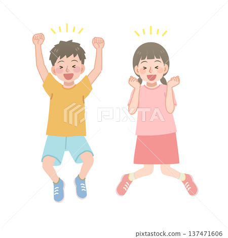 快樂的男孩女孩插圖 137471606