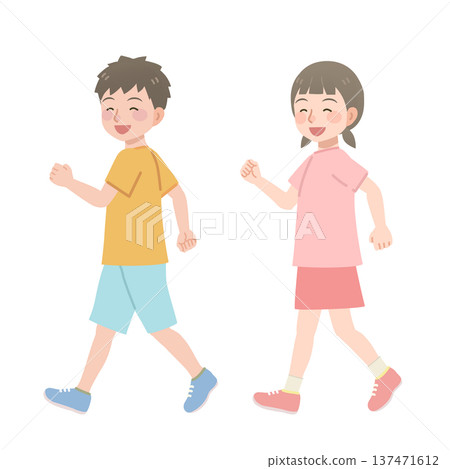 孩子快樂行走的插圖 137471612
