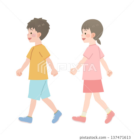 行走中的兒童插圖(側身) 行走中的兒童插圖(側身) 137471613