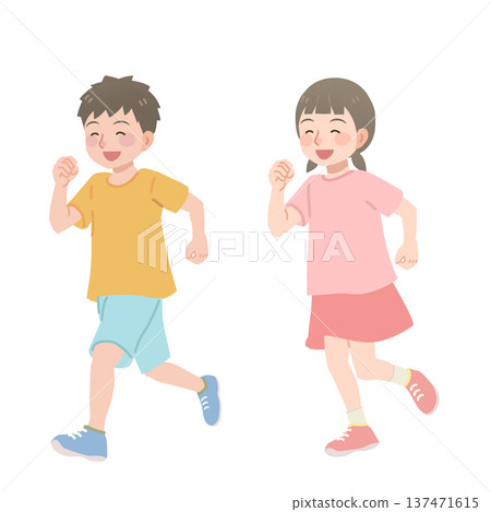 孩子們快樂奔跑的插圖 孩子們快樂奔跑的插圖 137471615