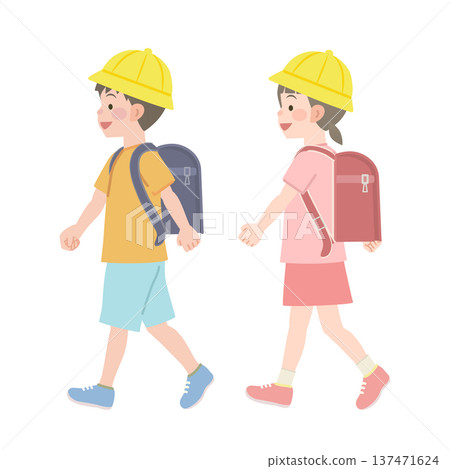 圖:小學生行走 圖:小學生行走 137471624