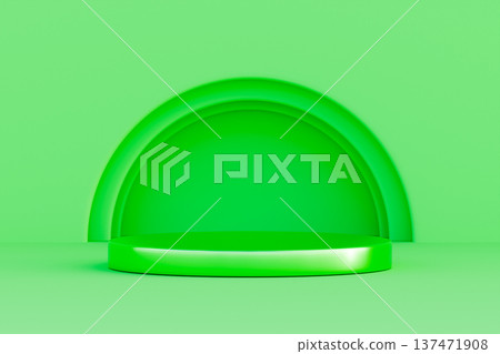 Green 3d dome shape on a bright green background Green 3d dome shape on a bright green background 137471908