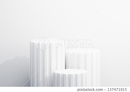 White 3d cylinders on a clean light background White 3d cylinders on a clean light background 137471915