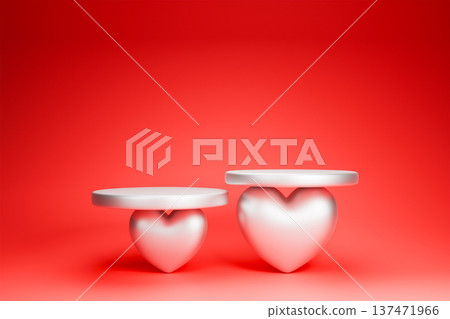 White podium with large red heart for Valentine's day 137471966