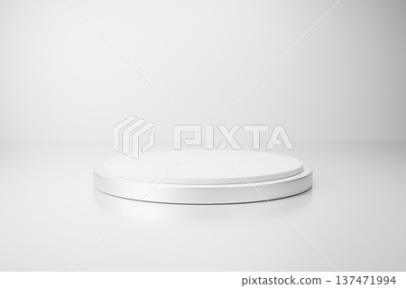 Empty white 3d podium for product presentation Empty white 3d podium for product presentation 137471994