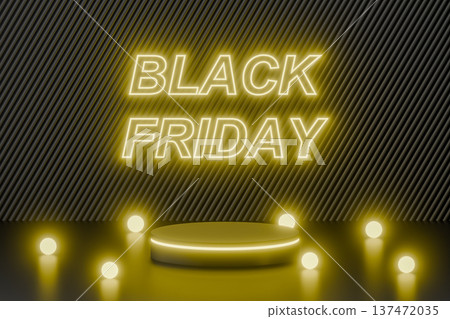 Black Friday yellow neon stage for bright commercial ads Black Friday yellow neon stage for bright commercial ads 137472035
