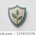 Eco-security image of a shield and young leaves Paper craft style Environmental protection Sustainable society SDGs Safety 137472370