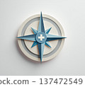Medical Compass Compass and Plus Logo Image Papercraft Style Health Management, Safety, and Security Concept 137472549
