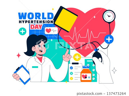 World Hypertension Day Awareness Vector Illustration Featuring Global Blood Pressure Prevention And Heart Health Medical Background World Hypertension Day Awareness Vector Illustration Featuring Global Blood Pressure Prevention And Heart Health Medical Background 137473264