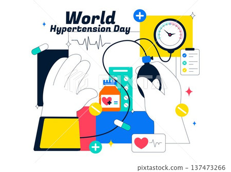 World Hypertension Day Awareness Vector Illustration Featuring Global Blood Pressure Prevention And Heart Health Medical Background World Hypertension Day Awareness Vector Illustration Featuring Global Blood Pressure Prevention And Heart Health Medical Background 137473266