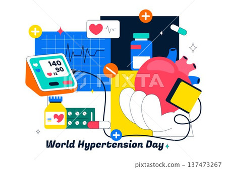 World Hypertension Day Awareness Vector Illustration Featuring Global Blood Pressure Prevention And Heart Health Medical Background World Hypertension Day Awareness Vector Illustration Featuring Global Blood Pressure Prevention And Heart Health Medical Background 137473267