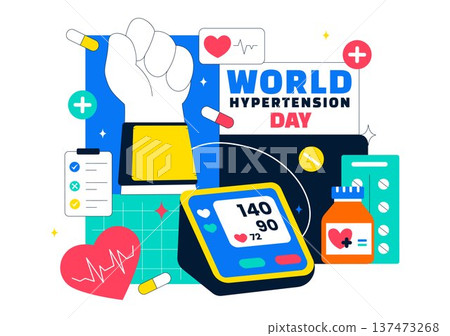 World Hypertension Day Awareness Vector Illustration Featuring Global Blood Pressure Prevention And Heart Health Medical Background World Hypertension Day Awareness Vector Illustration Featuring Global Blood Pressure Prevention And Heart Health Medical Background 137473268