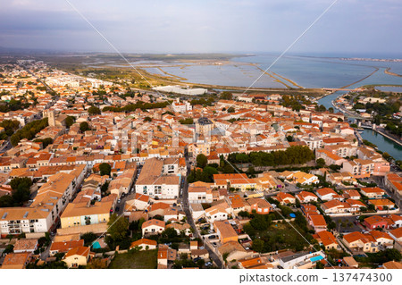 View from drone of French town Frontignan View from drone of French town Frontignan 137474300