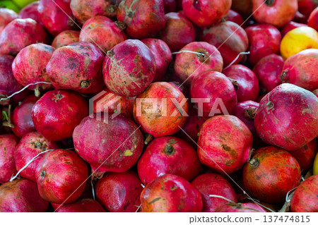 Close up of pomegranates in supermarket 137474815