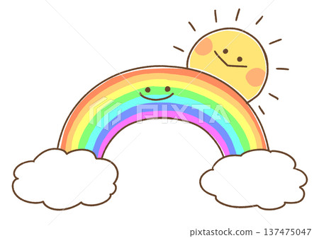 彩虹和太陽兒童插畫 彩虹和太陽兒童插畫 137475047