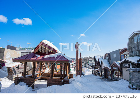 在北海道阿寒縣愛努市，可以看到擺放在一起的木雕民間藝術品和傳統工藝品。 137475136