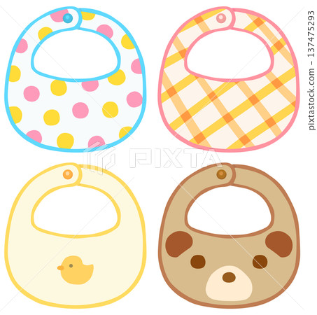各種圍兜插圖套裝,嬰兒用品向量素材 各種圍兜插圖套裝,嬰兒用品向量素材 137475293