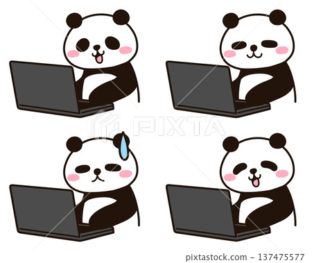 熊貓使用電腦-臉部表情差異 1 熊貓使用電腦-臉部表情差異 1 137475577