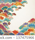 一幅融合傳統與現代的花卉背景插畫。柔和的曲線和構圖營造出優雅的氛圍。 137475966
