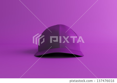 Purple baseball cap 3d render on purple background 137476018