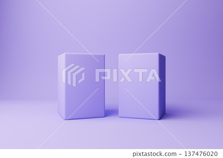Abstract white boxes on light blue background 3d 137476020