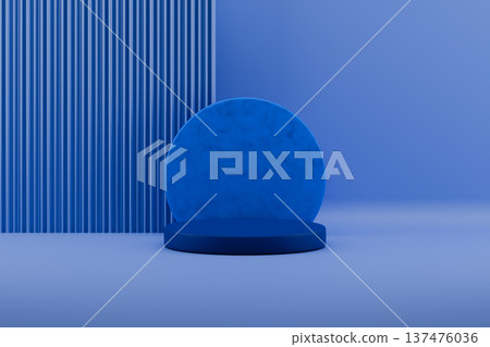 Blue abstract stage with geometric shapes 3d render 137476036