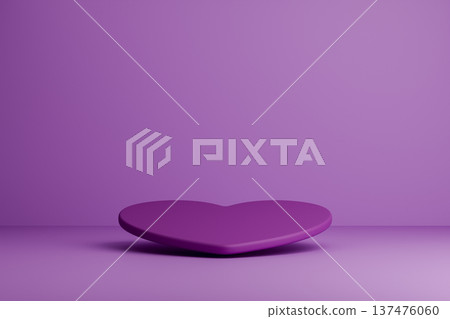 Purple podium with heart shape on background 3d Purple podium with heart shape on background 3d 137476060