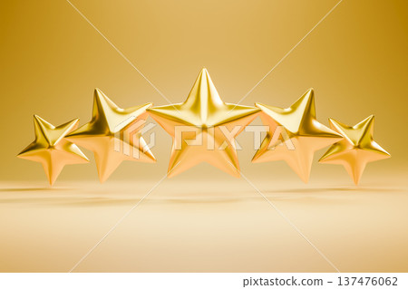 Five golden stars for rating and achievement 3d Five golden stars for rating and achievement 3d 137476062