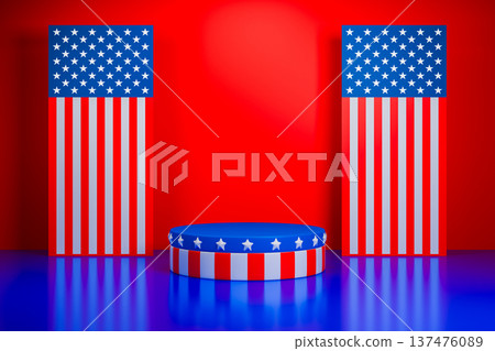 Patriotic stage for american election campaign 3d Patriotic stage for american election campaign 3d 137476089