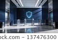Futuristic office lobby with security gate | Technology space 137476300