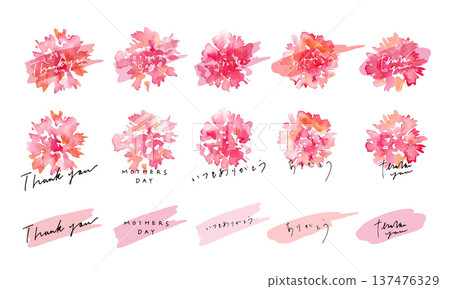 水彩畫。水彩康乃馨矢量圖。母親節康乃馨背景。 水彩畫。水彩康乃馨矢量圖。母親節康乃馨背景。 137476329