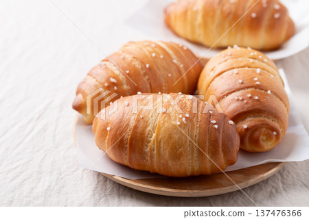 Salt bread (Shio pan) with sea salt flakes  137476366