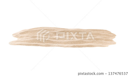 Pile of dry beach sand isolated on a white background. 137476537