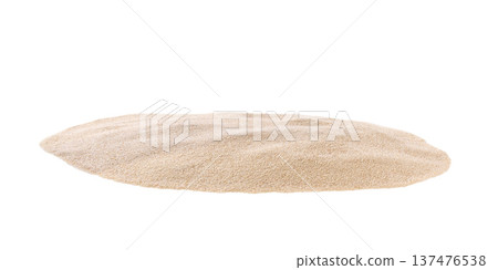 Pile of dry beach sand isolated on a white background. 137476538