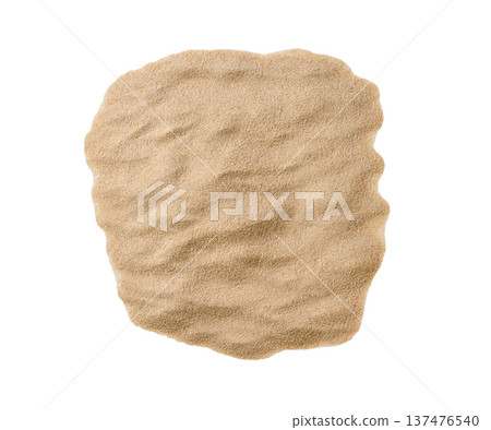 Pile of dry beach sand isolated on a white background, top view. 137476540