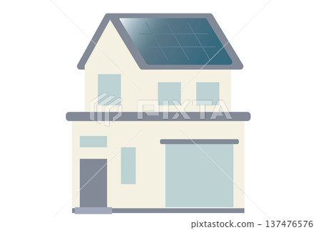 屋頂裝有太陽能板的房屋示意圖 137476576