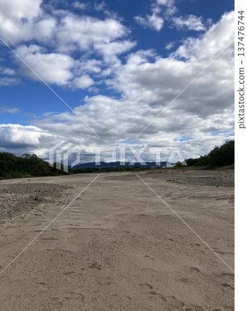 River sand road and blue sky River sand road and blue sky 137476744